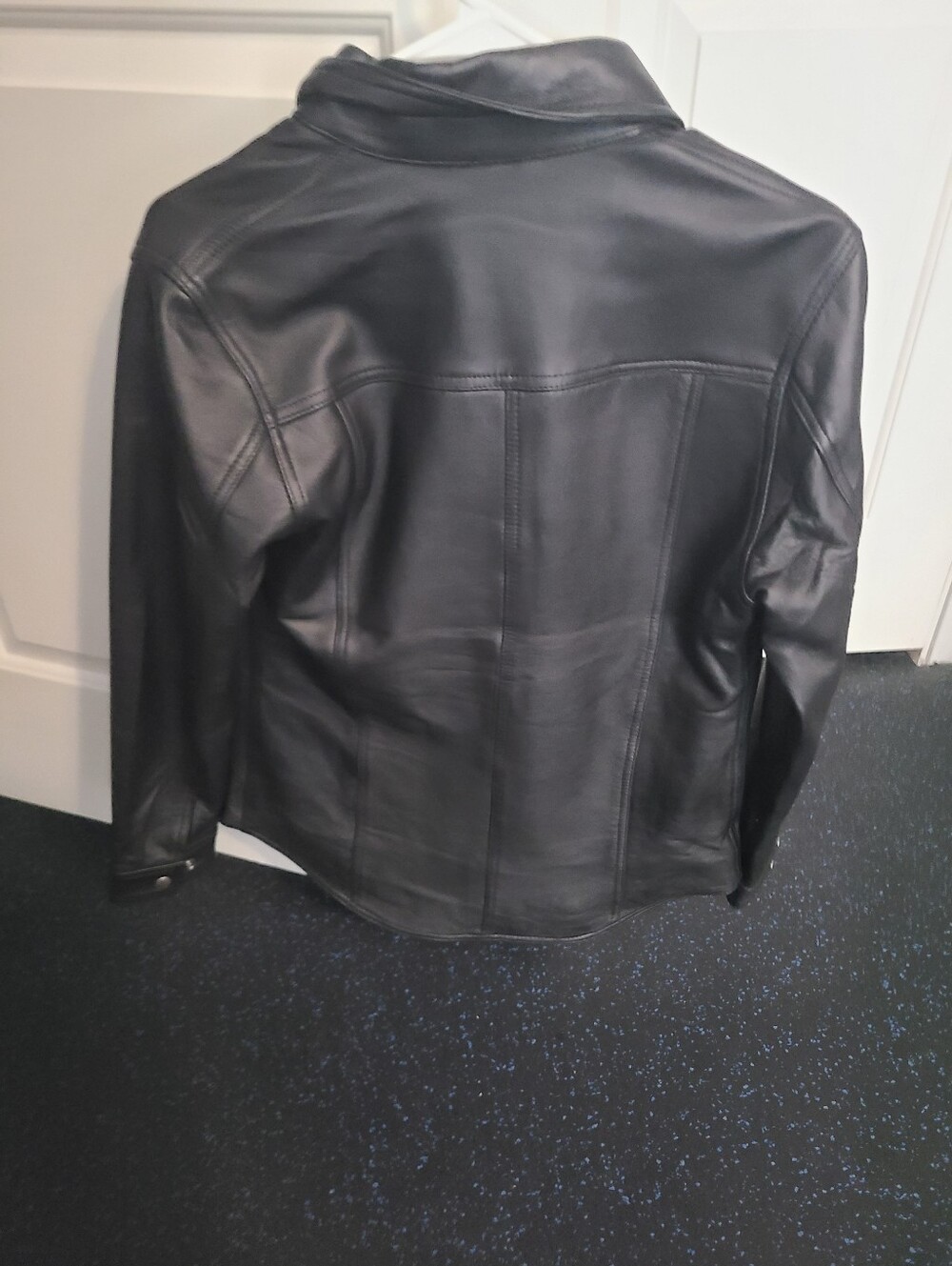 Black Faux Leather Snap-Front Jacket - Picture 4 of 4